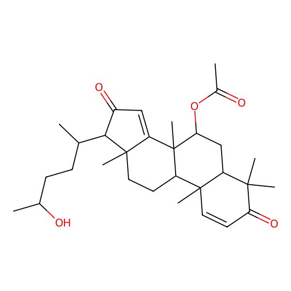 2D Structure of [(5R,7R,8R,9R,10R,13S,17S)-17-[(2S)-5-hydroxyhexan-2-yl]-4,4,8,10,13-pentamethyl-3,16-dioxo-6,7,9,11,12,17-hexahydro-5H-cyclopenta[a]phenanthren-7-yl] acetate