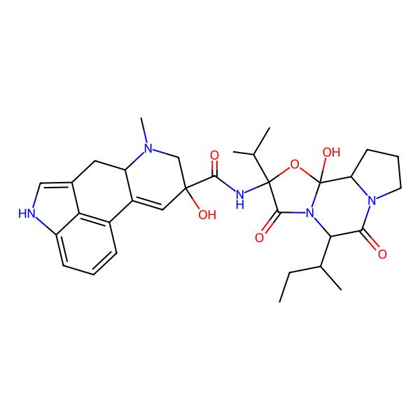 2D Structure of N-(7-butan-2-yl-2-hydroxy-5,8-dioxo-4-propan-2-yl-3-oxa-6,9-diazatricyclo[7.3.0.02,6]dodecan-4-yl)-9-hydroxy-7-methyl-4,6,6a,8-tetrahydroindolo[4,3-fg]quinoline-9-carboxamide