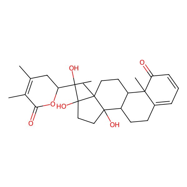 2D Structure of (2S)-2-[(1S)-1-[(8R,9S,10R,13S,14R,17R)-14,17-dihydroxy-10,13-dimethyl-1-oxo-6,7,8,9,11,12,15,16-octahydrocyclopenta[a]phenanthren-17-yl]-1-hydroxyethyl]-4,5-dimethyl-2,3-dihydropyran-6-one