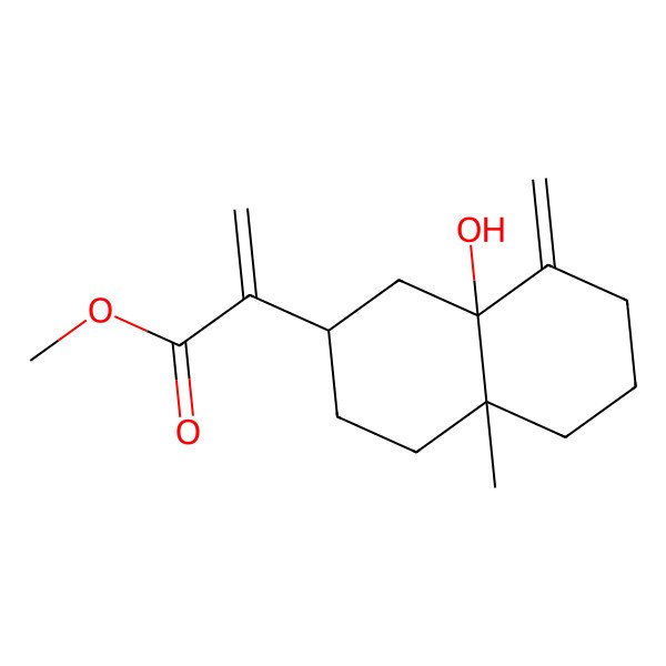 2D Structure of methyl 2-[(2R,4aR,8aS)-8a-hydroxy-4a-methyl-8-methylidene-2,3,4,5,6,7-hexahydro-1H-naphthalen-2-yl]prop-2-enoate