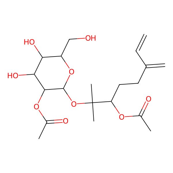 2D Structure of [(2S,3S,4S,5S,6R)-2-[(3S)-3-acetyloxy-2-methyl-6-methylideneoct-7-en-2-yl]oxy-4,5-dihydroxy-6-(hydroxymethyl)oxan-3-yl] acetate