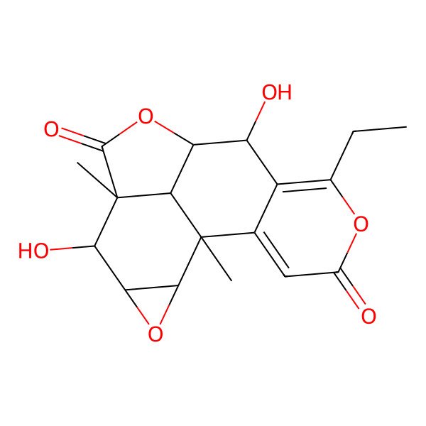 2D Structure of (1S,6R,9S,17R)-12-ethyl-5,10-dihydroxy-1,6-dimethyl-3,8,13-trioxapentacyclo[7.7.1.02,4.06,17.011,16]heptadeca-11,15-diene-7,14-dione