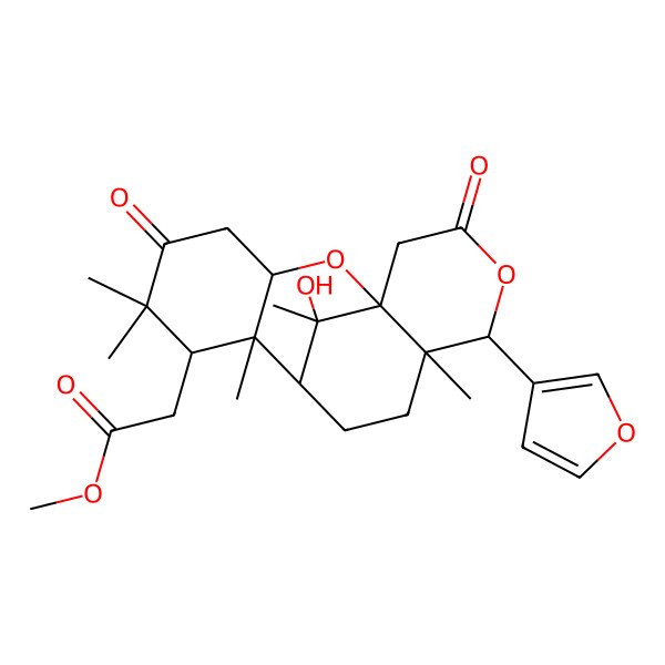 2D Structure of Methyl 2-[13-(furan-3-yl)-17-hydroxy-6,6,8,12,17-pentamethyl-5,15-dioxo-2,14-dioxatetracyclo[7.7.1.01,12.03,8]heptadecan-7-yl]acetate