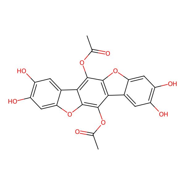2D Structure of (12-Acetyloxy-6,7,16,17-tetrahydroxy-10,20-dioxapentacyclo[11.7.0.03,11.04,9.014,19]icosa-1,3(11),4,6,8,12,14,16,18-nonaen-2-yl) acetate