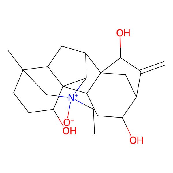 2D Structure of (1R,2R,4S,5R,7R,8R,9R,10R,11R,13S,16S,17R)-11-ethyl-13-methyl-6-methylidene-11-oxido-11-azoniahexacyclo[7.7.2.15,8.01,10.02,8.013,17]nonadecane-4,7,16-triol