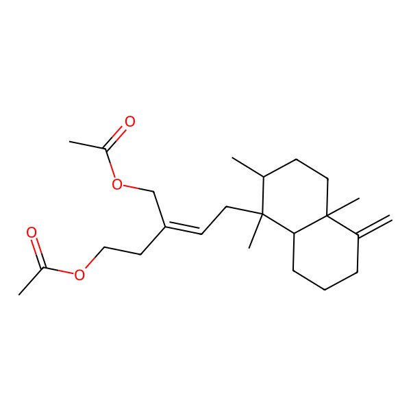 2D Structure of [(Z)-5-[(1S,2R,4aR,8aR)-1,2,4a-trimethyl-5-methylidene-3,4,6,7,8,8a-hexahydro-2H-naphthalen-1-yl]-3-(acetyloxymethyl)pent-3-enyl] acetate