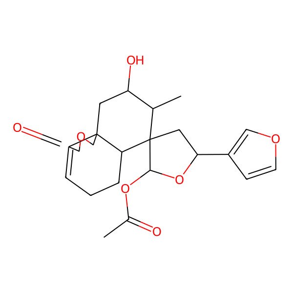 2D Structure of [(2'R,5'R,6aR,7R,8R,9S,10aR)-5'-(furan-3-yl)-9-hydroxy-8-methyl-3-oxospiro[5,6,6a,8,9,10-hexahydro-1H-benzo[d][2]benzofuran-7,3'-oxolane]-2'-yl] acetate