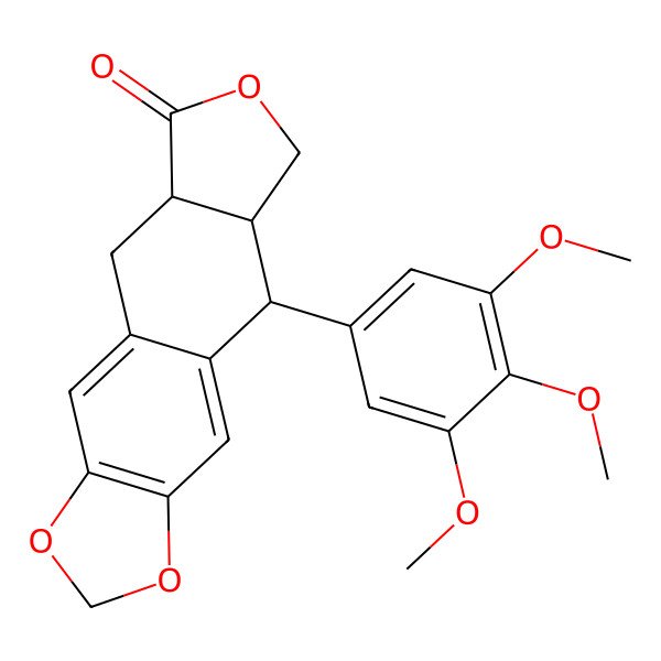 2D Structure of (5R,5aS,8aR)-5-(3,4,5-trimethoxyphenyl)-5a,6,8a,9-tetrahydro-5H-[2]benzofuro[6,5-f][1,3]benzodioxol-8-one