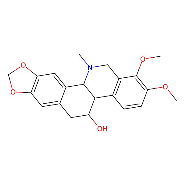 2D Structure of (4bS,5S,11bS)-1,2-dimethoxy-12-methyl-5,6,11b,13-tetrahydro-4bH-[1,3]benzodioxolo[5,6-c]phenanthridin-5-ol
