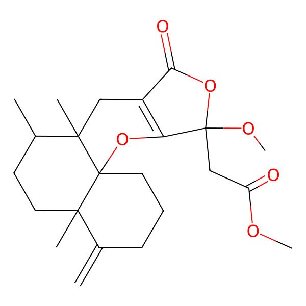 2D Structure of methyl 2-[(1S,6S,9R,10S,15R)-15-methoxy-6,9,10-trimethyl-5-methylidene-13-oxo-14,17-dioxatetracyclo[8.7.0.01,6.012,16]heptadec-12(16)-en-15-yl]acetate