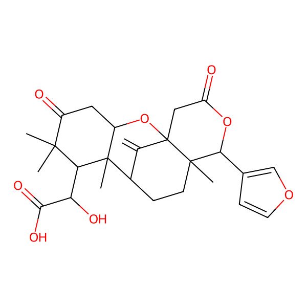 2D Structure of 2-[(1S,3S,7R,8R,9R,12S,13S)-13-(furan-3-yl)-6,6,8,12-tetramethyl-17-methylidene-5,15-dioxo-2,14-dioxatetracyclo[7.7.1.01,12.03,8]heptadecan-7-yl]-2-hydroxyacetic acid
