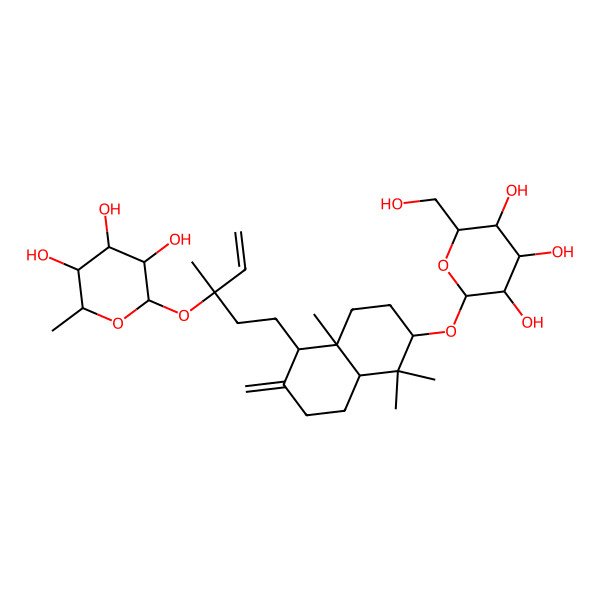 2D Structure of 2-[5-[5,5,8a-trimethyl-2-methylidene-6-[3,4,5-trihydroxy-6-(hydroxymethyl)oxan-2-yl]oxy-3,4,4a,6,7,8-hexahydro-1H-naphthalen-1-yl]-3-methylpent-1-en-3-yl]oxy-6-methyloxane-3,4,5-triol