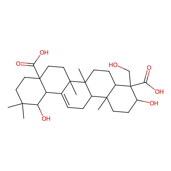 2D Structure of 3,12-Dihydroxy-4-(hydroxymethyl)-6a,6b,11,11,14b-pentamethyl-1,2,3,4a,5,6,7,8,9,10,12,12a,14,14a-tetradecahydropicene-4,8a-dicarboxylic acid