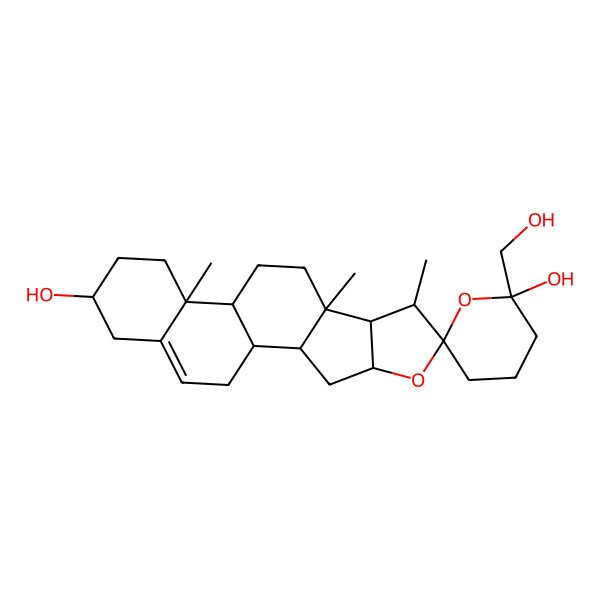 2D Structure of 2'-(Hydroxymethyl)-7,9,13-trimethylspiro[5-oxapentacyclo[10.8.0.02,9.04,8.013,18]icos-18-ene-6,6'-oxane]-2',16-diol