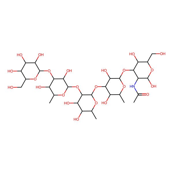 2D Structure of N-[4-[4-[3-[3,5-dihydroxy-6-methyl-4-[3,4,5-trihydroxy-6-(hydroxymethyl)oxan-2-yl]oxyoxan-2-yl]oxy-4,5-dihydroxy-6-methyloxan-2-yl]oxy-3,5-dihydroxy-6-methyloxan-2-yl]oxy-2,5-dihydroxy-6-(hydroxymethyl)oxan-3-yl]acetamide