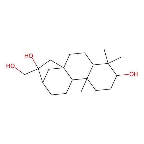 2D Structure of (1S,4R,6R,9S,10S,13R,14R)-14-(hydroxymethyl)-5,5,9-trimethyltetracyclo[11.2.1.01,10.04,9]hexadecane-6,14-diol