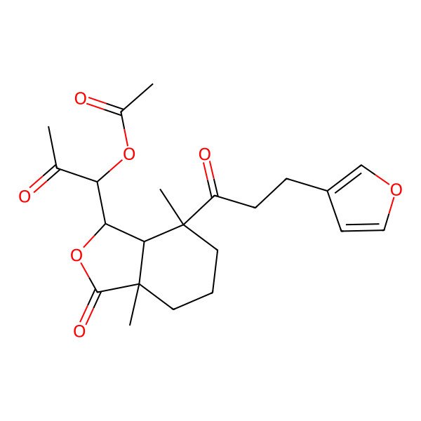 2D Structure of [1-[7-[3-(furan-3-yl)propanoyl]-3a,7-dimethyl-3-oxo-4,5,6,7a-tetrahydro-1H-2-benzofuran-1-yl]-2-oxopropyl] acetate