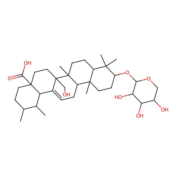 2D Structure of 6a-(hydroxymethyl)-1,2,6b,9,9,12a-hexamethyl-10-(3,4,5-trihydroxyoxan-2-yl)oxy-2,3,4,5,6,6a,7,8,8a,10,11,12,13,14b-tetradecahydro-1H-picene-4a-carboxylic acid