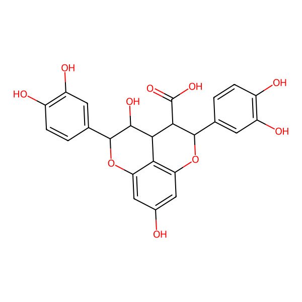 2D Structure of (3S,4S,5S,6R,7R)-3,7-bis(3,4-dihydroxyphenyl)-6,11-dihydroxy-2,8-dioxatricyclo[7.3.1.05,13]trideca-1(13),9,11-triene-4-carboxylic acid