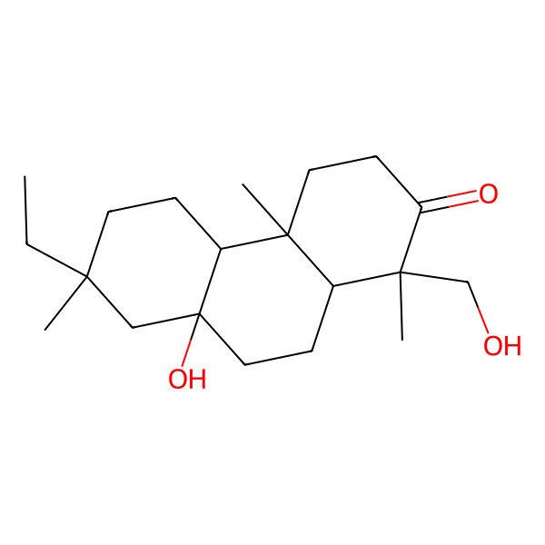 2D Structure of 7-ethyl-8a-hydroxy-1-(hydroxymethyl)-1,4a,7-trimethyl-4,4b,5,6,8,9,10,10a-octahydro-3H-phenanthren-2-one