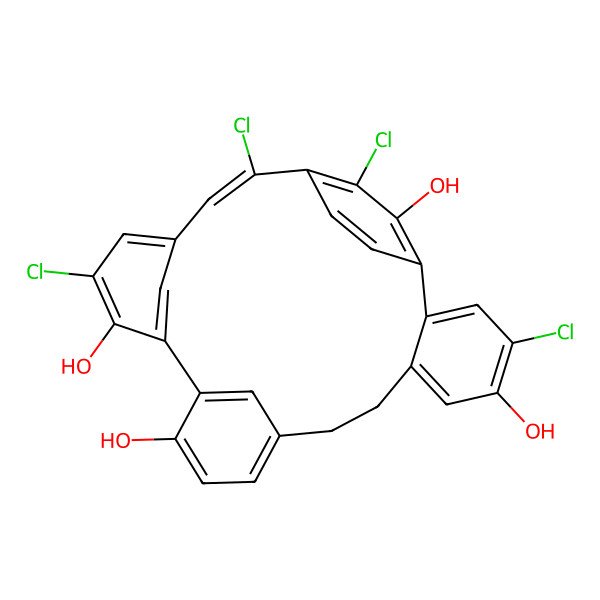 2D Structure of 4,17,21,23-Tetrachloropentacyclo[20.2.2.110,14.115,19.02,7]octacosa-1(24),2,4,6,10(28),11,13,15,17,19(27),20,22,25-tridecaene-5,13,16,24-tetrol
