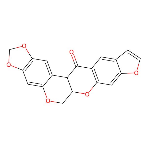2D Structure of 1,3-Dioxolo[4,5-g]furo[3',2':6,7][1]benzopyrano[2,3-c][1]benzopyran-13(6H)-one, 6a,13a-dihydro-, (6aS,13aS)-