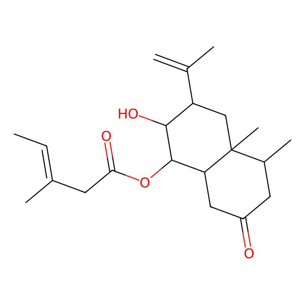 2D Structure of [(1S,2R,3R,4aR,5S,8aS)-2-hydroxy-4a,5-dimethyl-7-oxo-3-prop-1-en-2-yl-1,2,3,4,5,6,8,8a-octahydronaphthalen-1-yl] (E)-3-methylpent-3-enoate