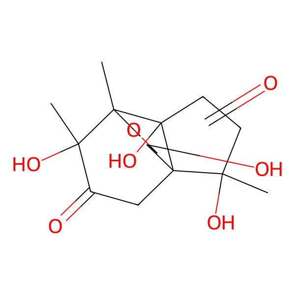 2D Structure of (1R,2S,5S,6R,10R,13R)-2,5,10,13-tetrahydroxy-2,6,13-trimethyl-8-oxatricyclo[4.4.3.01,5]tridecane-9,12-dione