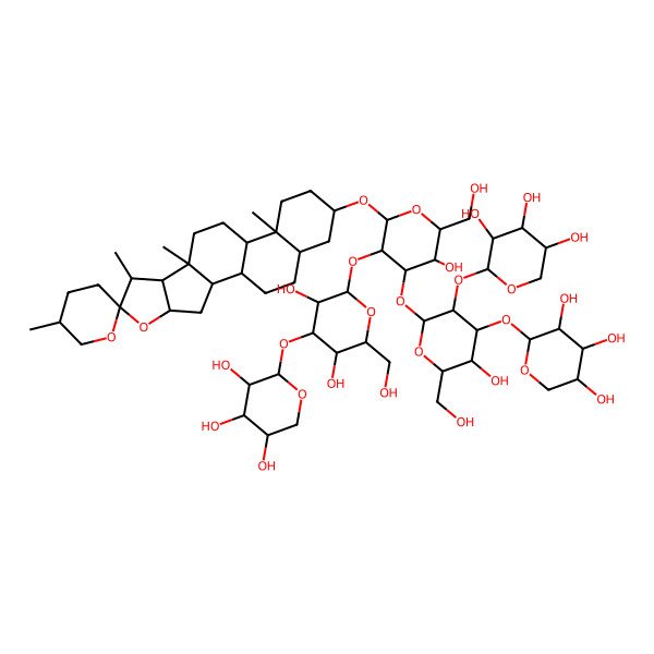 2D Structure of 2-[3,5-Dihydroxy-2-[5-hydroxy-4-[5-hydroxy-6-(hydroxymethyl)-3,4-bis[(3,4,5-trihydroxyoxan-2-yl)oxy]oxan-2-yl]oxy-6-(hydroxymethyl)-2-(5',7,9,13-tetramethylspiro[5-oxapentacyclo[10.8.0.02,9.04,8.013,18]icosane-6,2'-oxane]-16-yl)oxyoxan-3-yl]oxy-6-(hydroxymethyl)oxan-4-yl]oxyoxane-3,4,5-triol