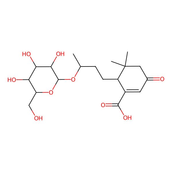 2D Structure of 5,5-Dimethyl-3-oxo-6-[3-[3,4,5-trihydroxy-6-(hydroxymethyl)oxan-2-yl]oxybutyl]cyclohexene-1-carboxylic acid
