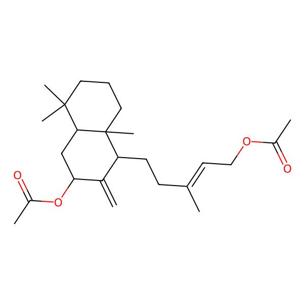 2D Structure of [(E)-5-[(1R,3R,4aS,8aR)-3-acetyloxy-5,5,8a-trimethyl-2-methylidene-3,4,4a,6,7,8-hexahydro-1H-naphthalen-1-yl]-3-methylpent-2-enyl] acetate