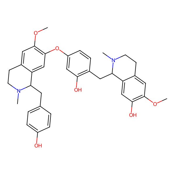 2D Structure of 1-[[2-hydroxy-4-[[1-[(4-hydroxyphenyl)methyl]-6-methoxy-2-methyl-3,4-dihydro-1H-isoquinolin-7-yl]oxy]phenyl]methyl]-6-methoxy-2-methyl-3,4-dihydro-1H-isoquinolin-7-ol
