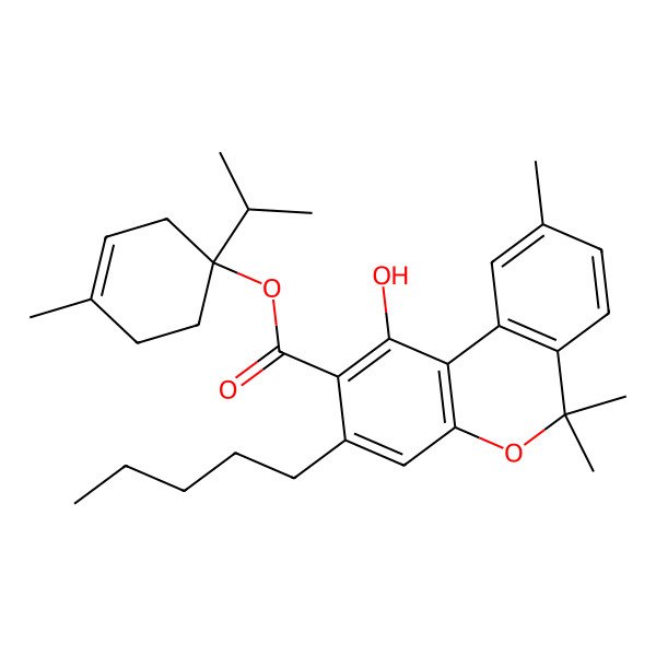 2D Structure of [(1R)-4-methyl-1-propan-2-ylcyclohex-3-en-1-yl] 1-hydroxy-6,6,9-trimethyl-3-pentylbenzo[c]chromene-2-carboxylate