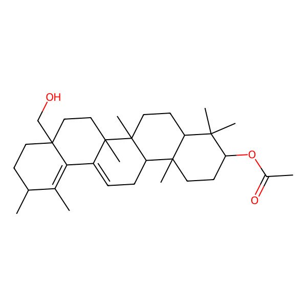 2D Structure of [(3S,4aR,6aR,6bS,8aS,11S,14aR,14bR)-8a-(hydroxymethyl)-4,4,6a,6b,11,12,14b-heptamethyl-2,3,4a,5,6,7,8,9,10,11,14,14a-dodecahydro-1H-picen-3-yl] acetate