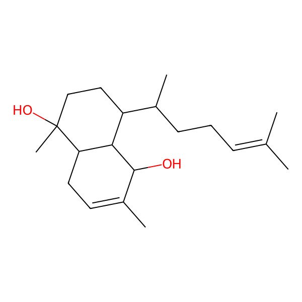 2D Structure of (1S,4aS,5R,8S,8aR)-2,5-dimethyl-8-[(2R)-6-methylhept-5-en-2-yl]-4,4a,6,7,8,8a-hexahydro-1H-naphthalene-1,5-diol