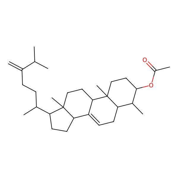 2D Structure of [(3S,4S,5S,9R,10S,13R,14R,17R)-4,10,13-trimethyl-17-[(2R)-6-methyl-5-methylideneheptan-2-yl]-2,3,4,5,6,9,11,12,14,15,16,17-dodecahydro-1H-cyclopenta[a]phenanthren-3-yl] acetate