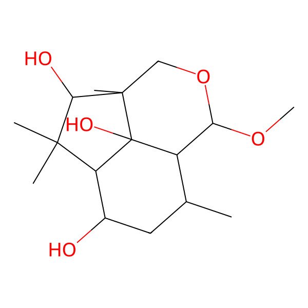 2D Structure of (1R,3R,4S,7S,8S,9R,11S,12R)-7-methoxy-2,2,4,9-tetramethyl-6-oxatricyclo[6.3.1.04,12]dodecane-3,11,12-triol