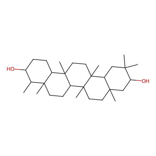 2D Structure of 4,4a,6a,6b,8a,11,11,14a-Octamethyl-1,2,3,4,5,6,6a,7,8,9,10,12,12a,13,14,14b-hexadecahydropicene-3,10-diol