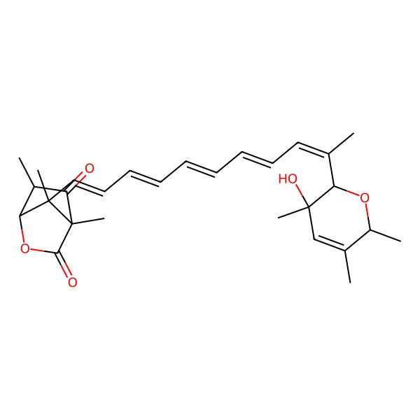 2D Structure of 7-[10-(3-Hydroxy-3,5,6-trimethyl-2,6-dihydropyran-2-yl)undeca-1,3,5,7,9-pentaenyl]-4,6,7-trimethyl-2-oxabicyclo[2.2.1]heptane-3,5-dione