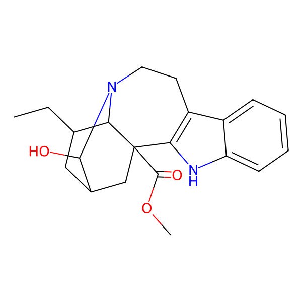 2D Structure of methyl (1S,14S,15R,17S,18S)-17-ethyl-14-hydroxy-3,13-diazapentacyclo[13.3.1.02,10.04,9.013,18]nonadeca-2(10),4,6,8-tetraene-1-carboxylate