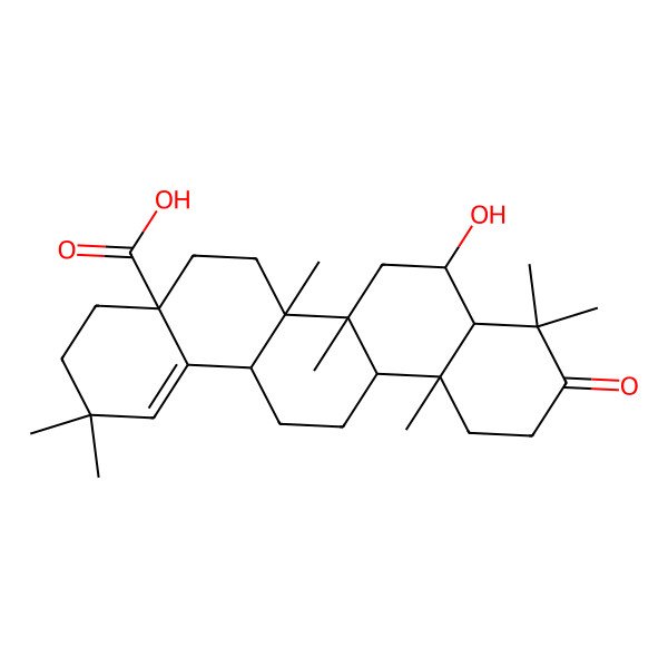 2D Structure of (4aS,6aR,6aR,6bR,8R,8aR,12aR,14aS)-8-hydroxy-2,2,6a,6b,9,9,12a-heptamethyl-10-oxo-4,5,6,6a,7,8,8a,11,12,13,14,14a-dodecahydro-3H-picene-4a-carboxylic acid
