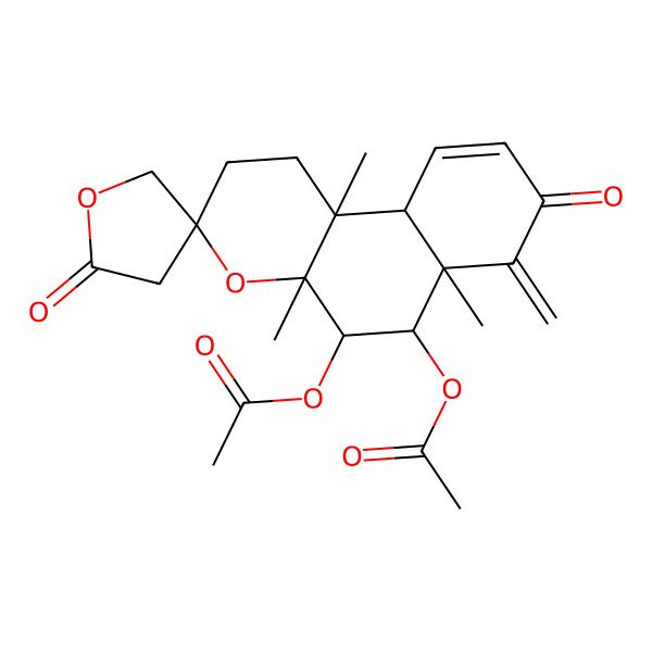 2D Structure of [(3S,4aR,5S,6R,6aR,10aS,10bR)-5-acetyloxy-4a,6a,10b-trimethyl-7-methylidene-2',8-dioxospiro[2,5,6,10a-tetrahydro-1H-benzo[f]chromene-3,4'-oxolane]-6-yl] acetate