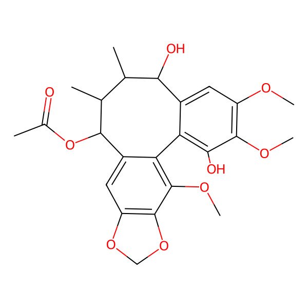 2D Structure of [(8R,9S,10R,11R)-3,8-dihydroxy-4,5,19-trimethoxy-9,10-dimethyl-15,17-dioxatetracyclo[10.7.0.02,7.014,18]nonadeca-1(19),2,4,6,12,14(18)-hexaen-11-yl] acetate