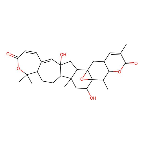 2D Structure of (1S,2R,4R,12R,15S,16S,18R,19R,20R,21S,26S)-4,18-dihydroxy-11,11,16,20,24-pentamethyl-10,22,28-trioxaheptacyclo[17.8.1.01,19.02,16.04,15.06,12.021,26]octacosa-5,7,24-triene-9,23-dione