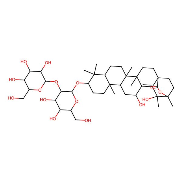 2D Structure of (1R,4S,5R,8R,10S,13R,14R,16R,19R,20S)-10-[(2R,3R,4S,5S,6R)-4,5-dihydroxy-6-(hydroxymethyl)-3-[(2S,3R,4S,5S,6R)-3,4,5-trihydroxy-6-(hydroxymethyl)oxan-2-yl]oxyoxan-2-yl]oxy-16,19-dihydroxy-4,5,9,9,13,19,20-heptamethyl-21-oxahexacyclo[18.2.2.01,18.04,17.05,14.08,13]tetracos-17-en-22-one