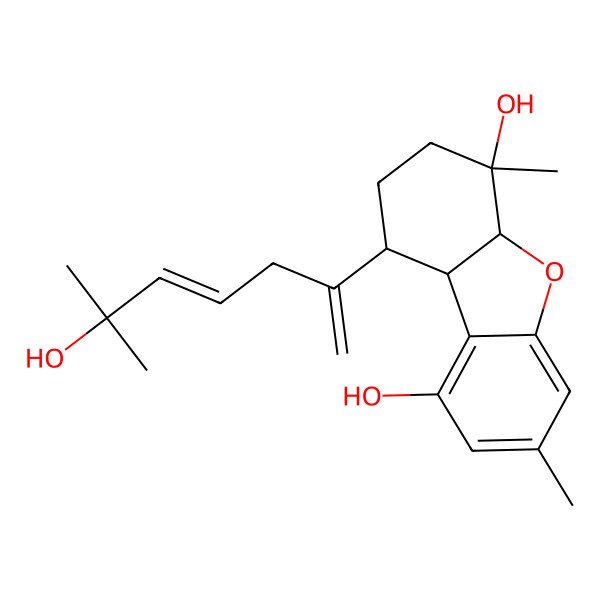 2D Structure of (5aS,6S,9R,9aR)-9-(6-hydroxy-6-methylhepta-1,4-dien-2-yl)-3,6-dimethyl-7,8,9,9a-tetrahydro-5aH-dibenzofuran-1,6-diol