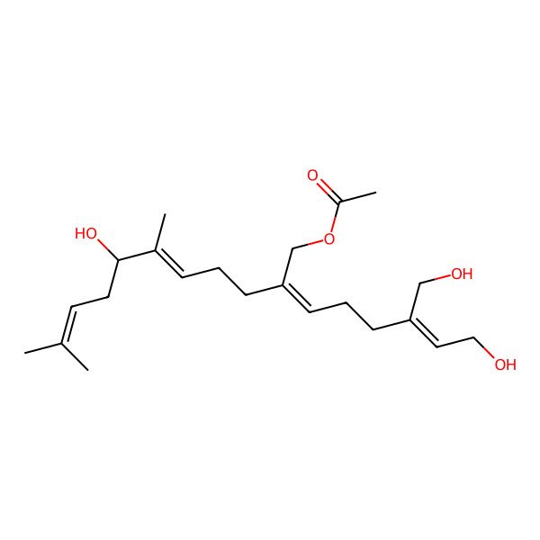 2D Structure of [(2Z,5E,7R)-7-hydroxy-2-[(E)-6-hydroxy-4-(hydroxymethyl)hex-4-enylidene]-6,10-dimethylundeca-5,9-dienyl] acetate