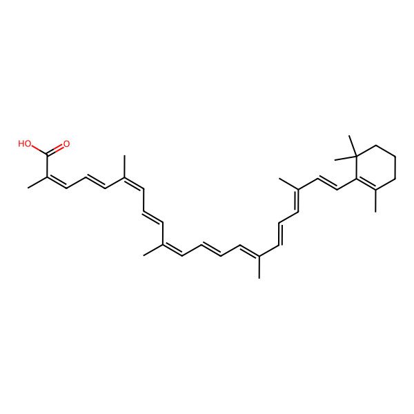 2D Structure of 2,6,10,15,19-Pentamethyl-21-(2,6,6-trimethylcyclohexen-1-yl)henicosa-2,4,6,8,10,12,14,16,18,20-decaenoic acid