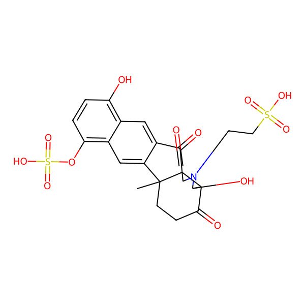 2D Structure of 2-(7,15-Dihydroxy-2-methyl-5,9,11-trioxo-18-sulfooxy-8-azapentacyclo[10.8.0.02,10.06,10.014,19]icosa-1(20),12,14,16,18-pentaen-8-yl)ethanesulfonic acid