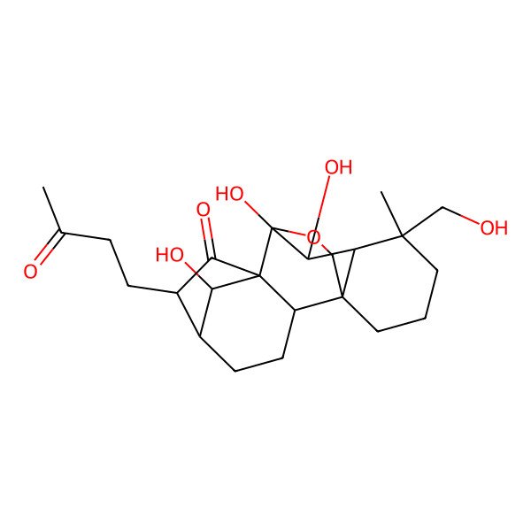 2D Structure of (1R,2S,5S,6R,8R,9S,10S,11R,12S,18R)-9,10,18-trihydroxy-12-(hydroxymethyl)-12-methyl-6-(3-oxobutyl)-17-oxapentacyclo[7.6.2.15,8.01,11.02,8]octadecan-7-one